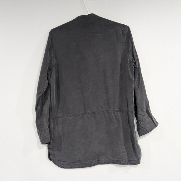 *3/$10* Gap Brushed Chambray Split Collar Pocket Tunic Soft Black Size Small - Picture 2 of 3